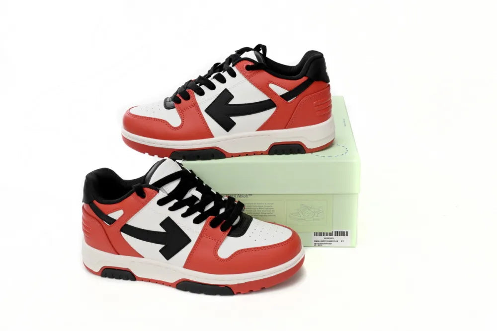 OFF-WHITE Out Of Office Low Tops Black White Red