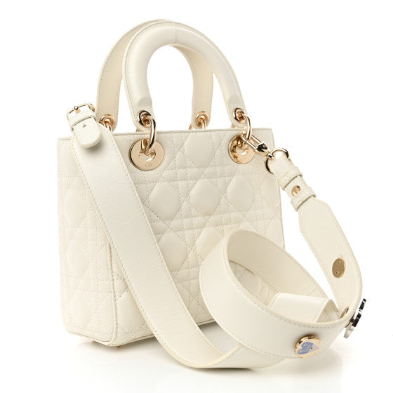 CHRISTIAN DIOR
Lambskin Cannage Small Lucky Badges My Lady Dior White