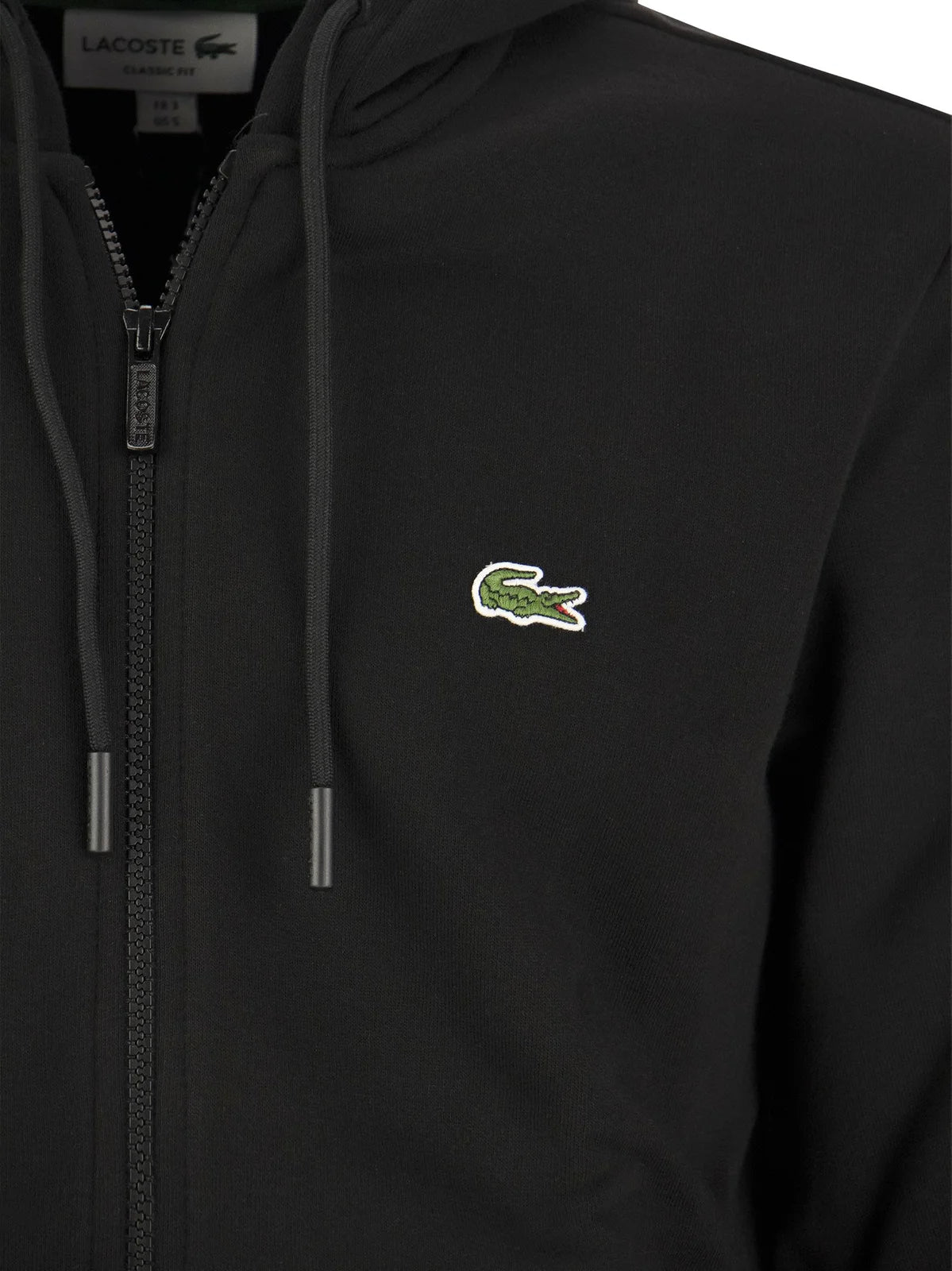 Lacoste Logo Embroidered Zip-up Drawstring Hoodie