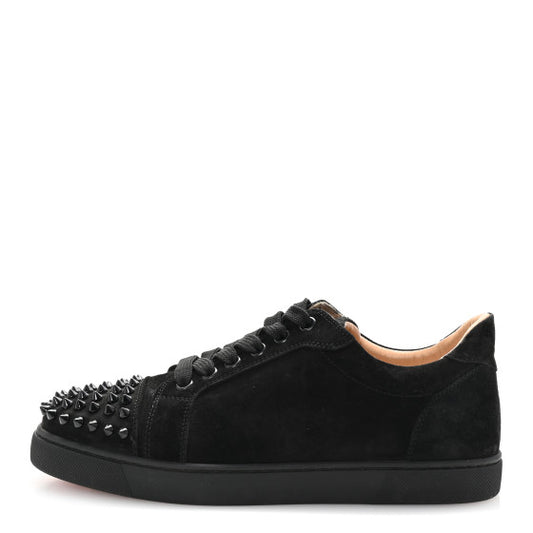 CHRISTIAN LOUBOUTIN 
Suede Louis Spikes Flat Sneakers Black