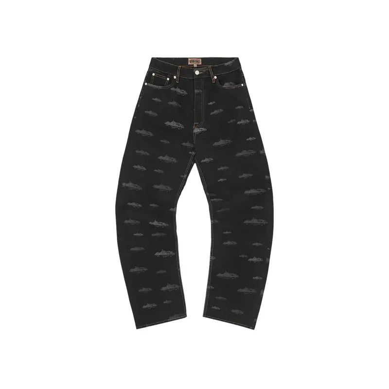 CORTEIZ ALCATRAZ PATTERN DENIM JEANS