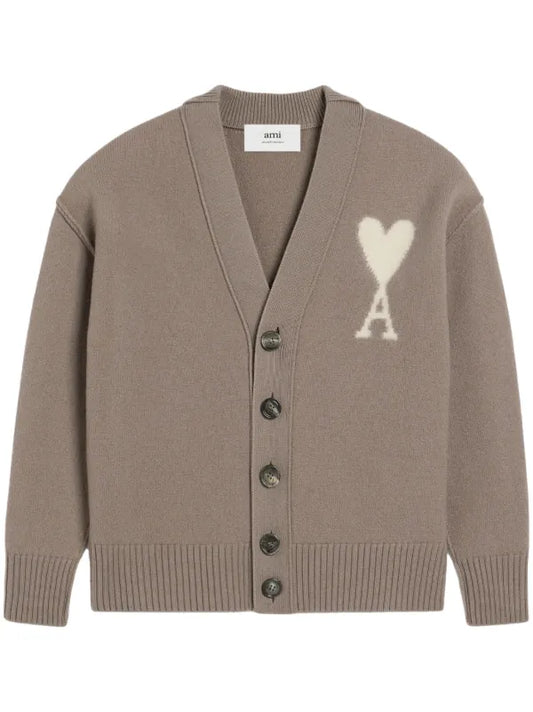 AMI Paris
Cardigan de lã com intarsia de logo