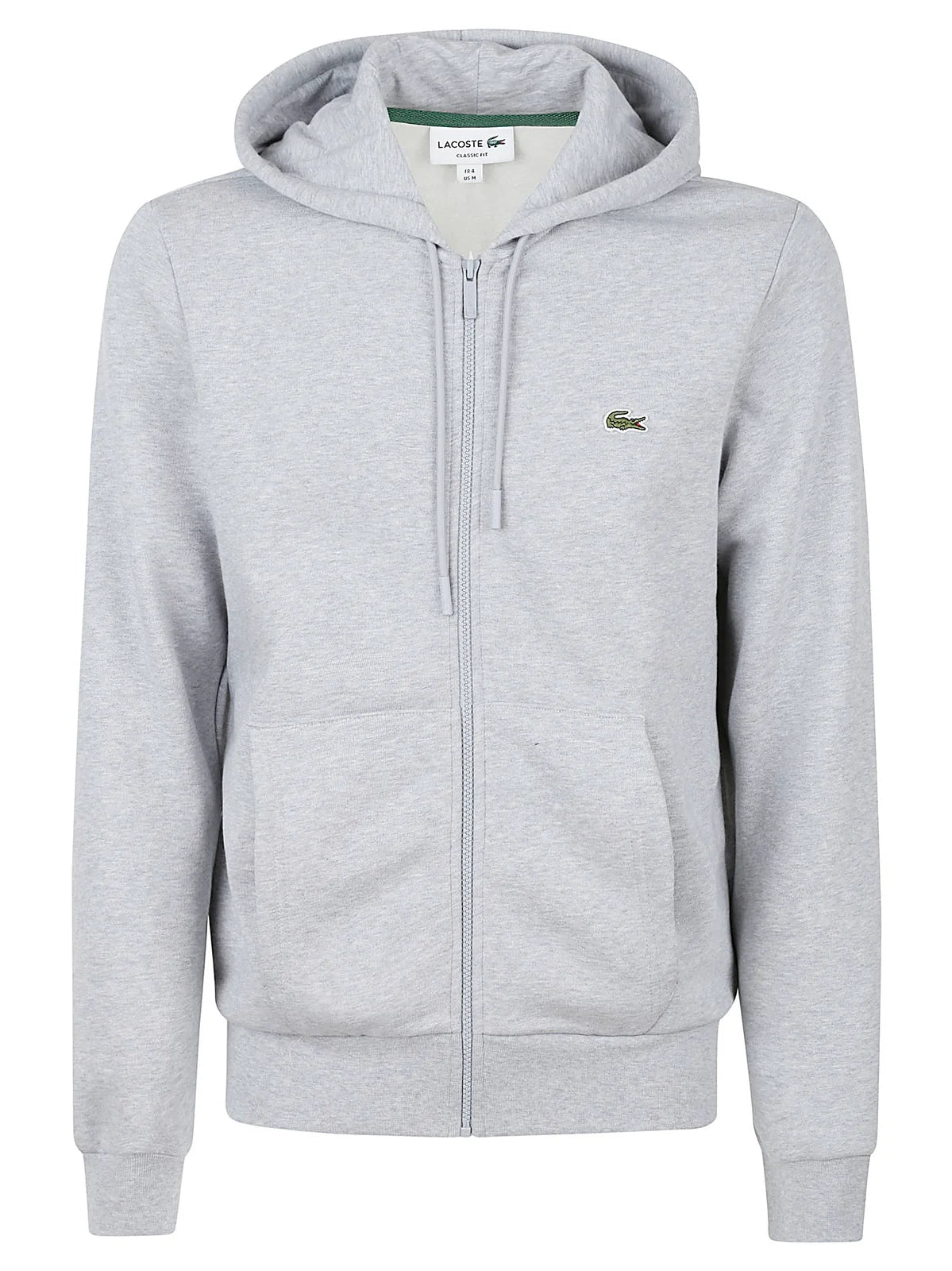 Lacoste Logo Embroidered Zip-up Drawstring Hoodie
