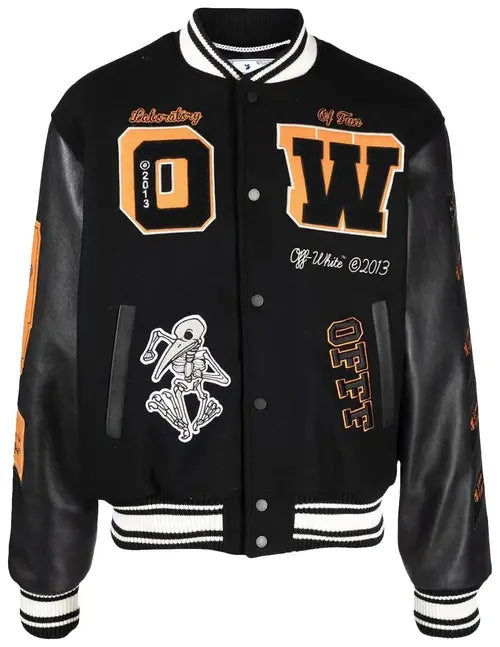 Off-White LEATHER Varsity Jacket
