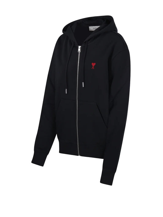 AMI Paris Logo Detailed Drawstring Zip-Up