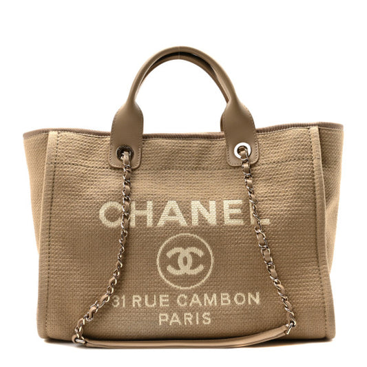 CHANEL 
Mixed Fibers Small Deauville Tote Beige