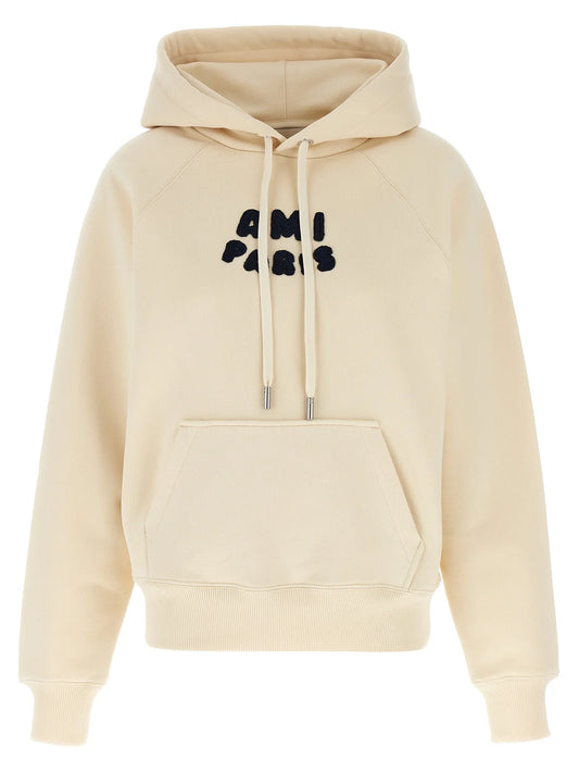 AMI Paris Logo Patch Drawstring Hoodie