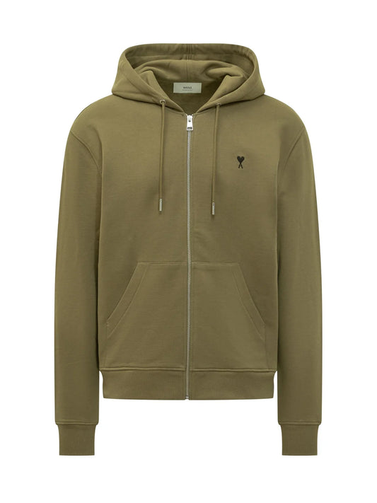 AMI Paris Logo Detailed Drawstring Zip-UP