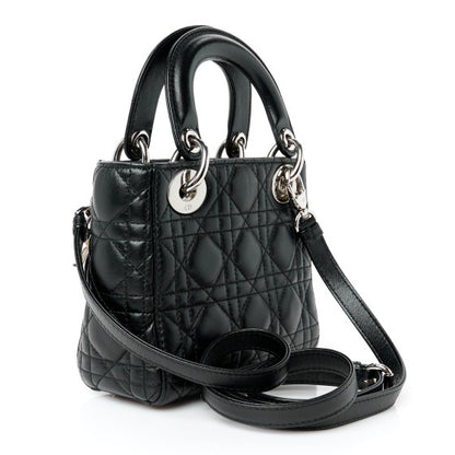 CHRISTIAN DIOR 
Lambskin Cannage Small Lucky Badges My Lady Dior black