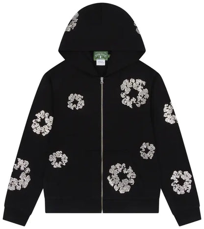 Denim Tears Cashmere Swarovski Cotton Wreath Zip Hoodie