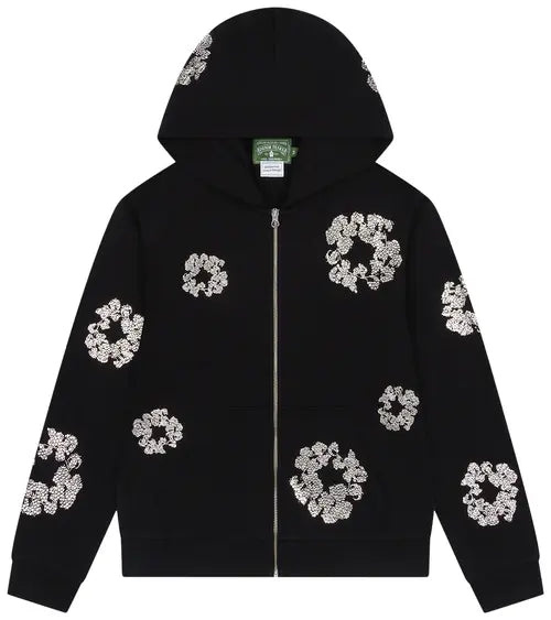 Denim Tears Cashmere Swarovski Cotton Wreath Zip Hoodie