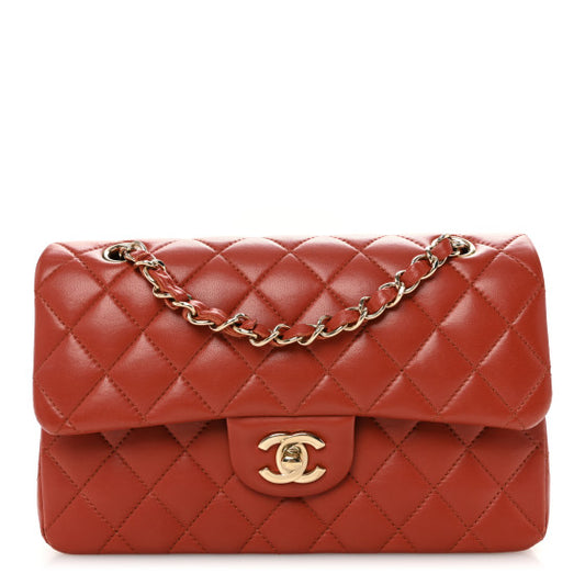 CHANEL 
Lambskin Quilted Small Double Flap Brown
