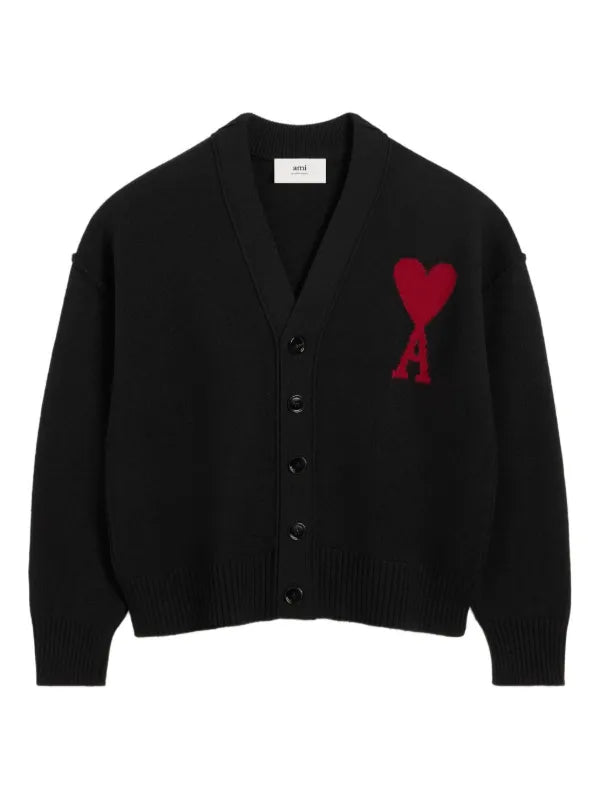 AMI Paris
Cardigan de lã com intarsia de logo