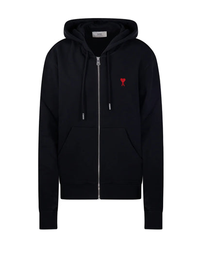 AMI Paris Logo Detailed Drawstring Zip-Up