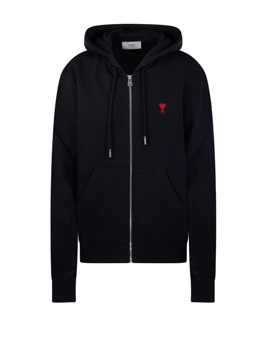 AMI Paris Logo Detailed Drawstring Zip-Up