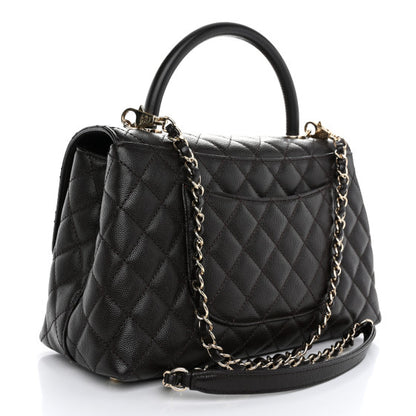 CHANEL 
Caviar Quilted Small Coco Handle Flap Dark Brown
