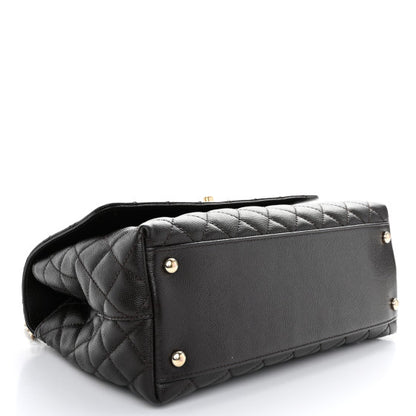 CHANEL 
Caviar Quilted Small Coco Handle Flap Dark Brown