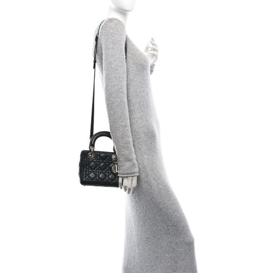 CHRISTIAN DIOR 
Lambskin Cannage Small Lucky Badges My Lady Dior black