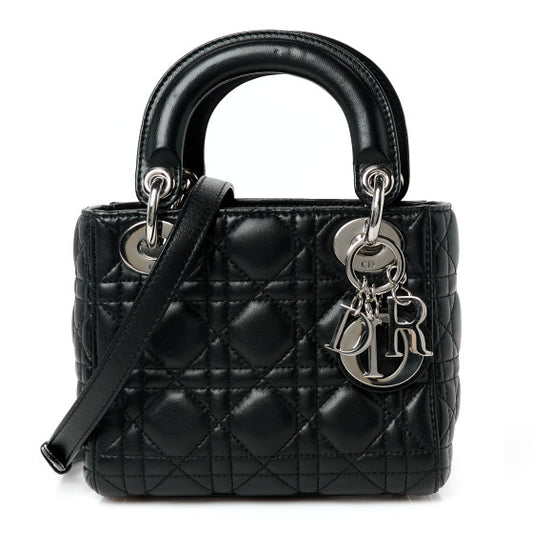 CHRISTIAN DIOR 
Lambskin Cannage Small Lucky Badges My Lady Dior black