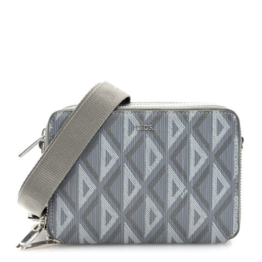 CHRISTIAN DIOR 
Coated Canvas CD Diamond Messenger Pouch Grey