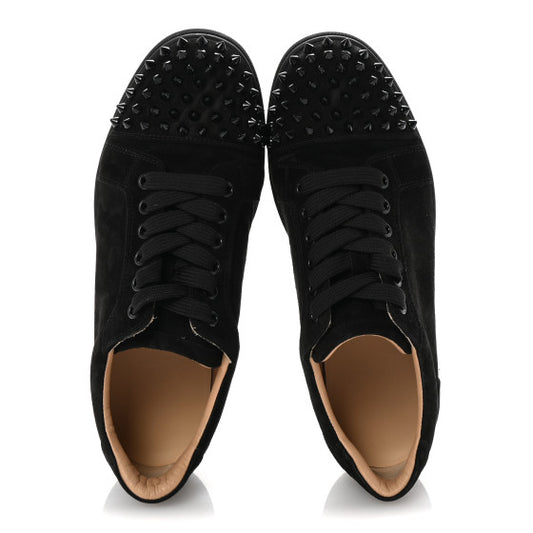 CHRISTIAN LOUBOUTIN 
Suede Louis Spikes Flat Sneakers Black