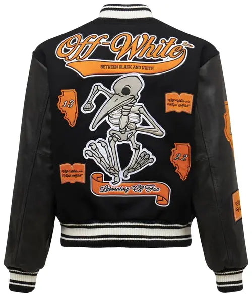 Off-White LEATHER Varsity Jacket