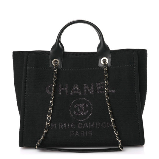 CHANEL 
Mixed Fibers Small Deauville Tote Black