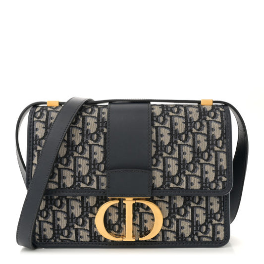 CHRISTIAN DIOR 
Oblique 30 Montaigne Flap Bag Blue