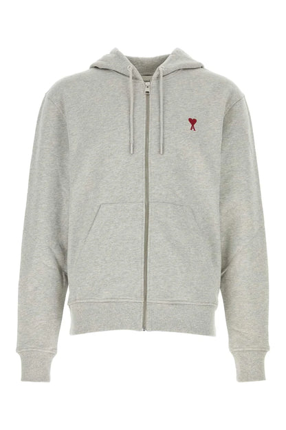 AMI Paris Logo Detailed Drawstring Zip-Up