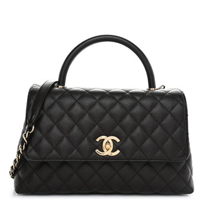 CHANEL 
Caviar Quilted Small Coco Handle Flap Dark Brown