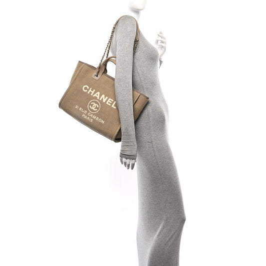 CHANEL 
Mixed Fibers Small Deauville Tote Beige