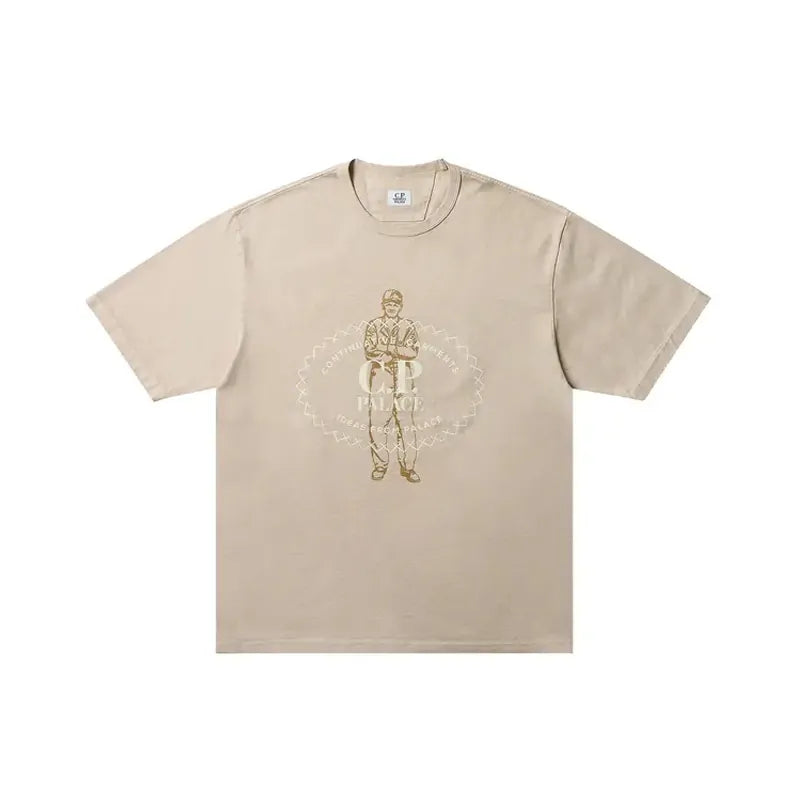 PALACE X C.P. COMPANY MERCERIZED JERSEY 30/2 TWISTED T-SHIRT
STONE