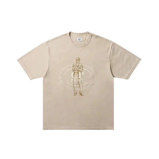 PALACE X C.P. COMPANY MERCERIZED JERSEY 30/2 TWISTED T-SHIRT
STONE